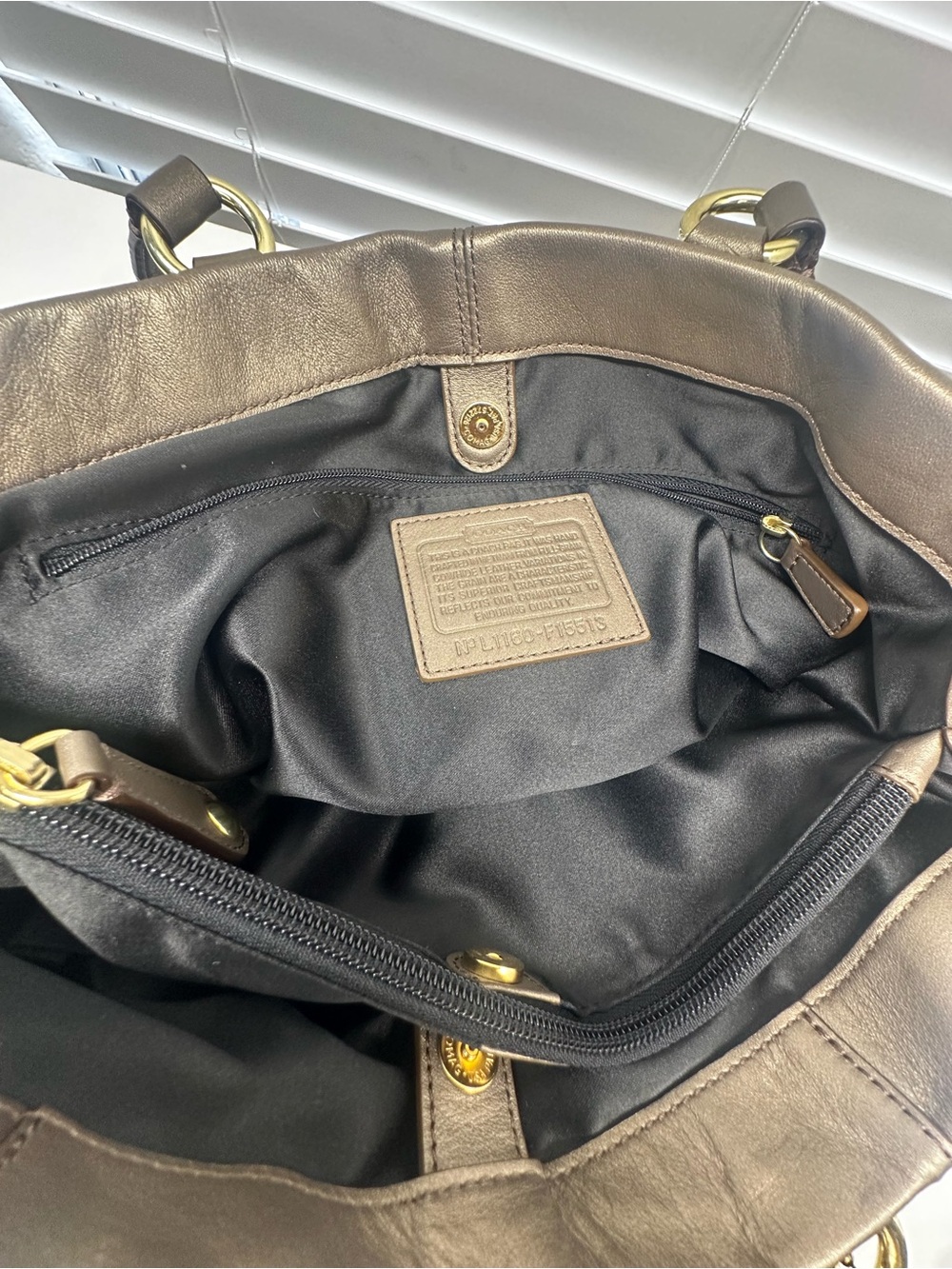 Coach Ashley Metallic Bronze Leather Carryall/ Satchel - Picture 12 of 14